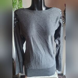Foxy Jeans Grey Long Sleeve with Cutout Detailed Shoulders Size XL